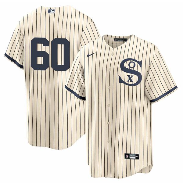 Men Chicago White Sox #60 No Name Cream stripe Dream version Game Nike 2021 MLB Jersey